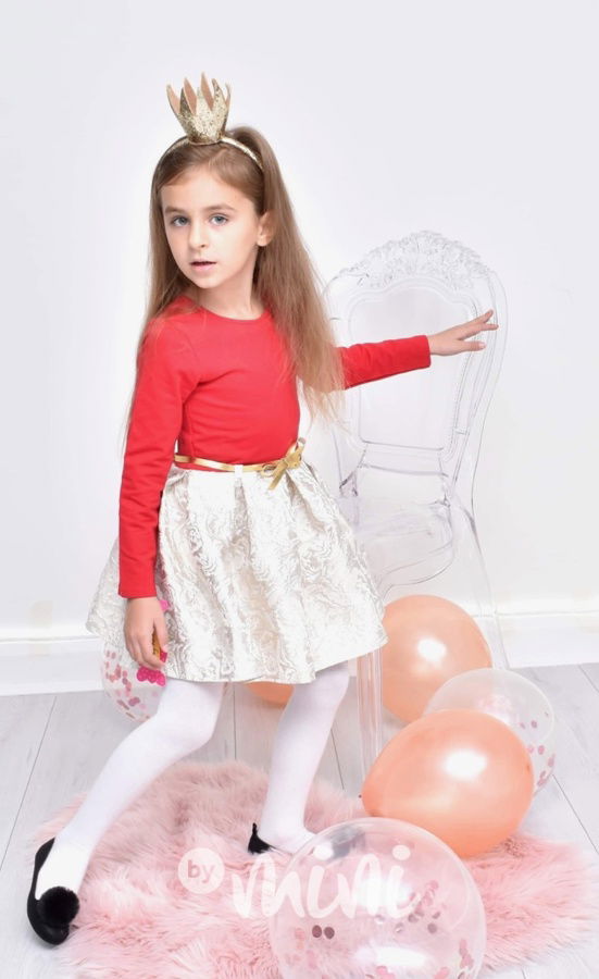 Sváteční dívčí šaty červené a zlaté