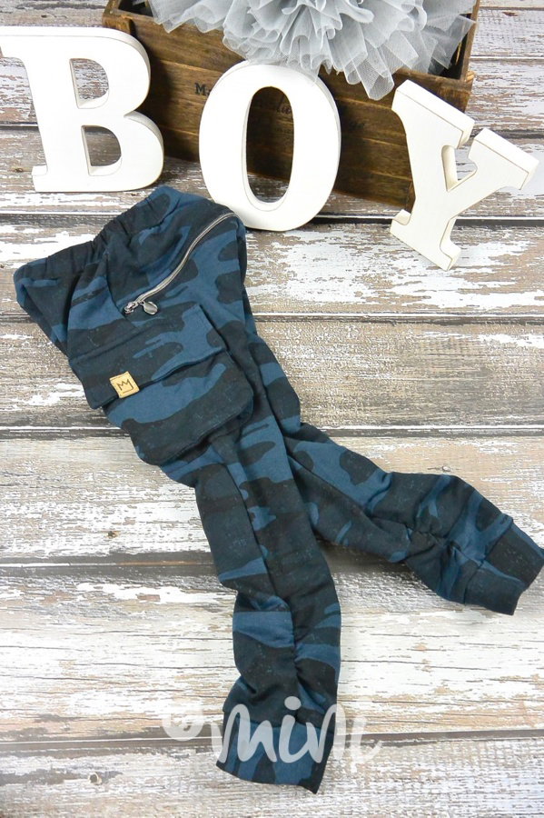 Zateplené zelenomodré army baggy kapsáče zip