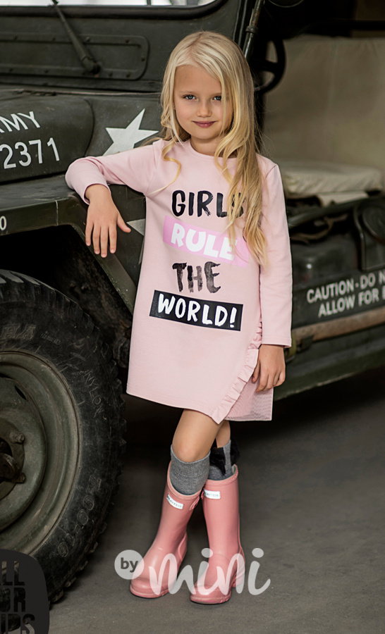Girls rule the world tunika růžová