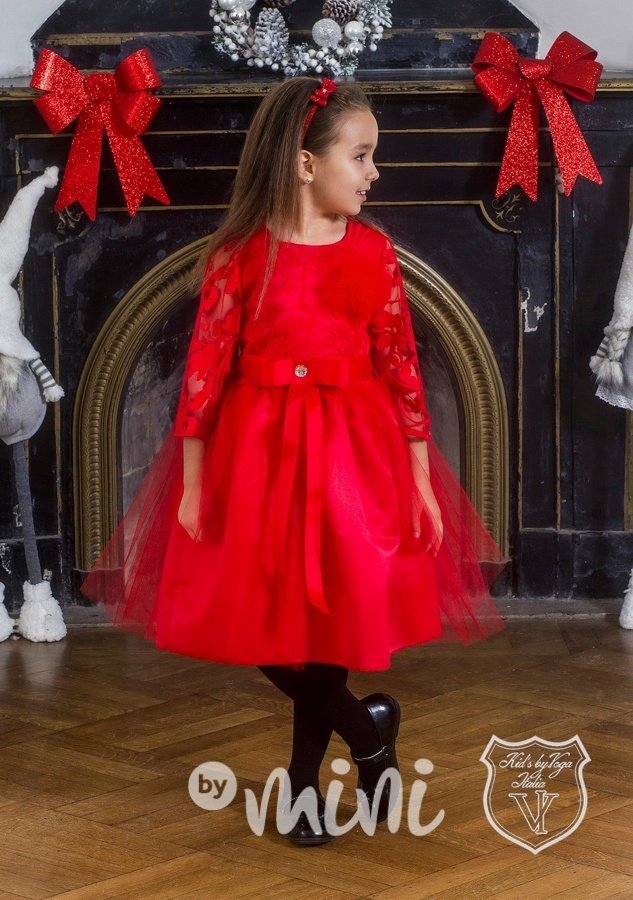 Luxusní sváteční červené šaty s tylovou spodničkou