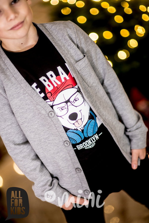 Šedý bavlněný svetřík na knoflíky