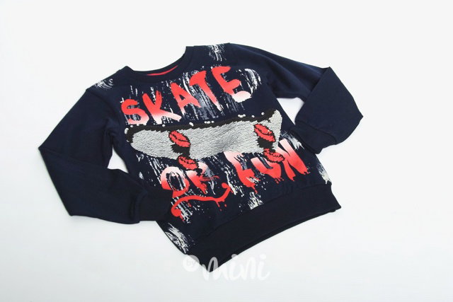 SKATE mikina s obracecími flitry navy
