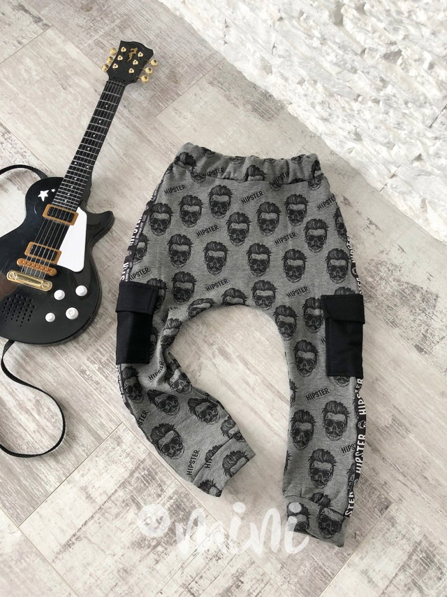 Hipster šedé teplé baggy tepláčky