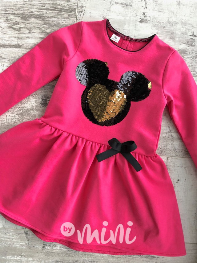 Mickey malinové šaty s překlápěcími flitry