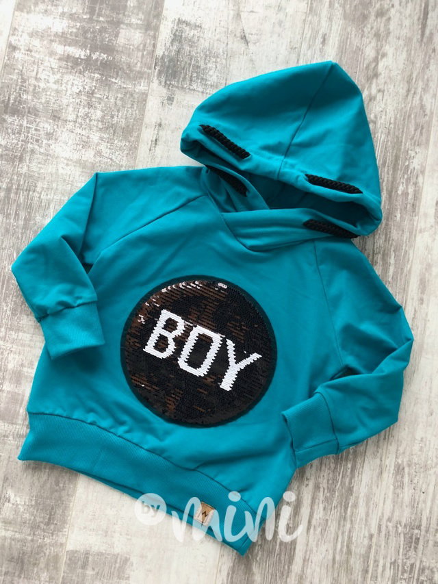 BOY petrol mikina s flitry