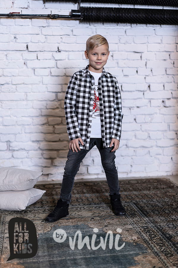 Chlapecká kostkovaná košile black/white
