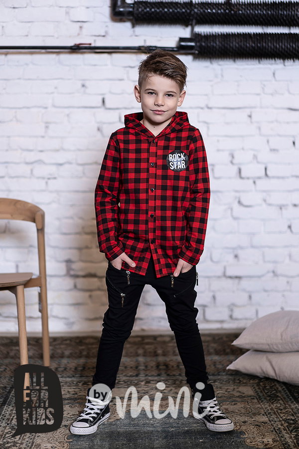 Kostkovaná košile s kapucí