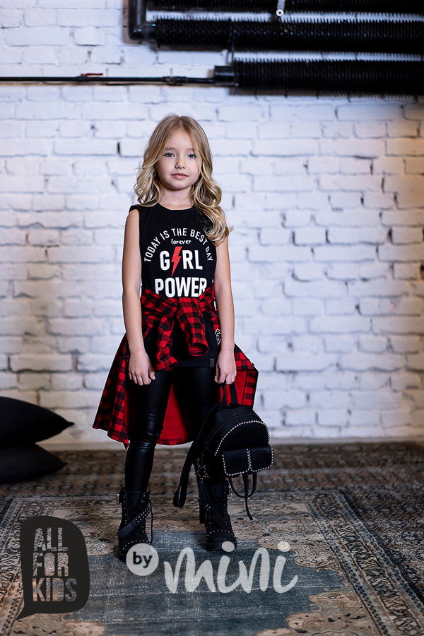 Karo dívčí košile červená