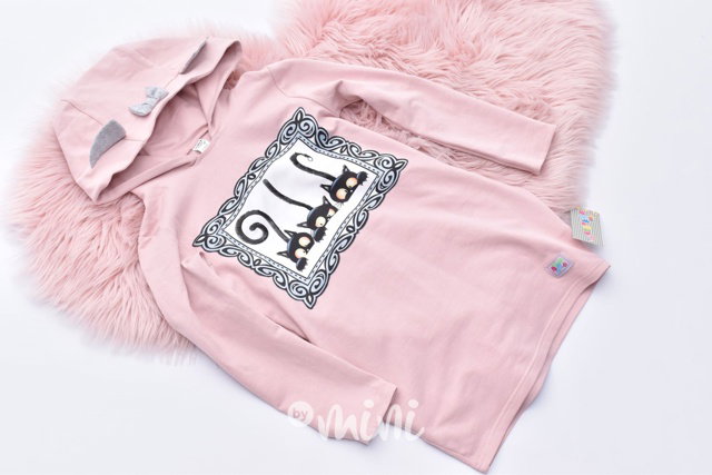Pink kočicí tunika s kapucí