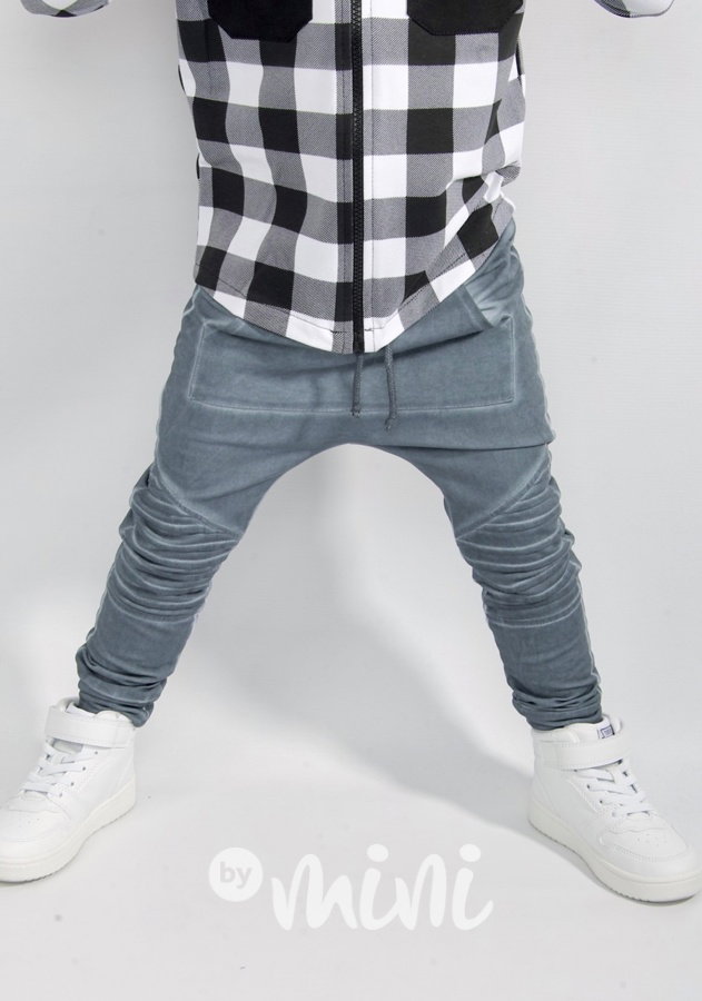 Biker pants acid wash petrol