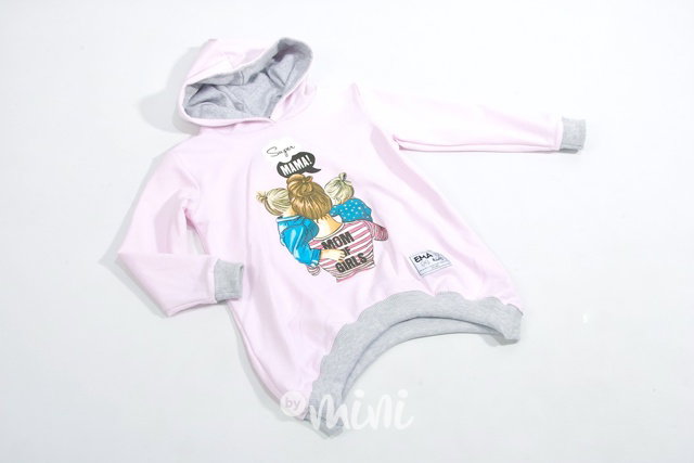 Art asymetrická mikina mom of girls pink