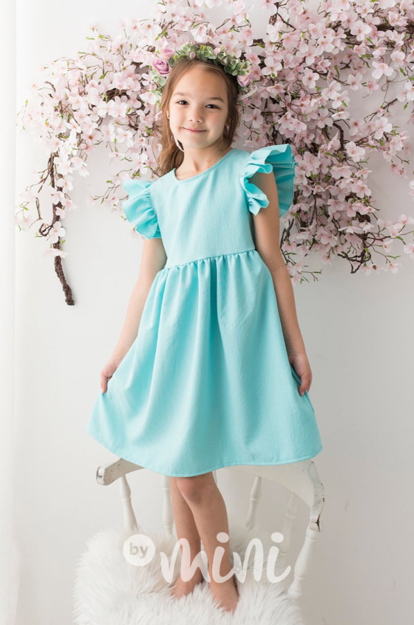 Boho romantic dívčí šaty mint