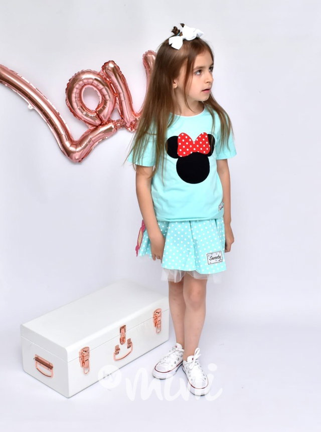Minnie set mentol - tylová sukně a triko