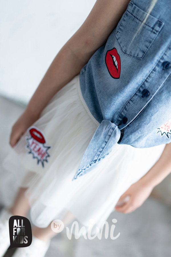 Jeans top se šněrováním na uzlík