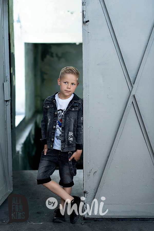 Jeans grafit kraťasy s laclem