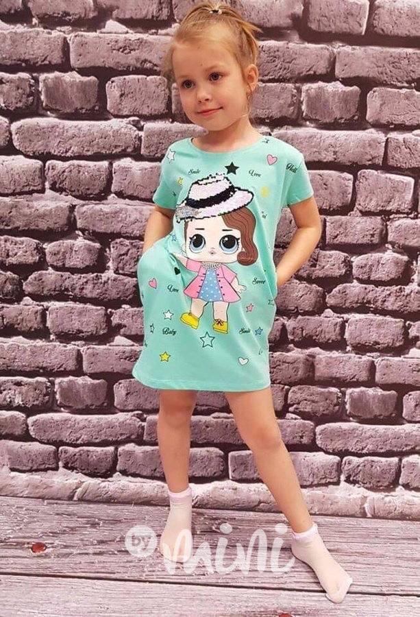 LOL tunika s flitr kloboučkem mint