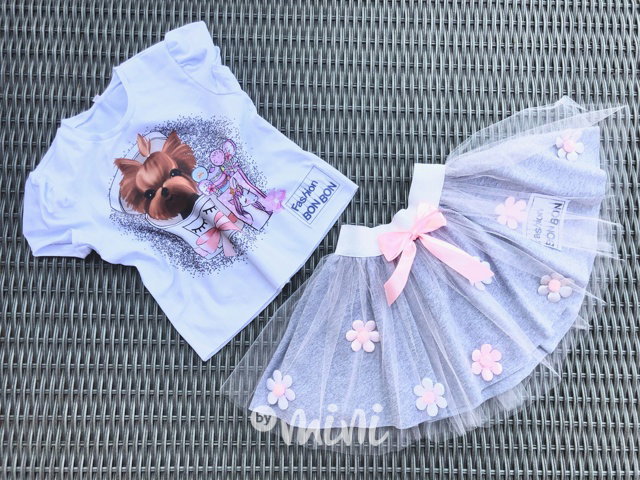 *Luxury* Puppy & Flowers tutu set - tylová sukně