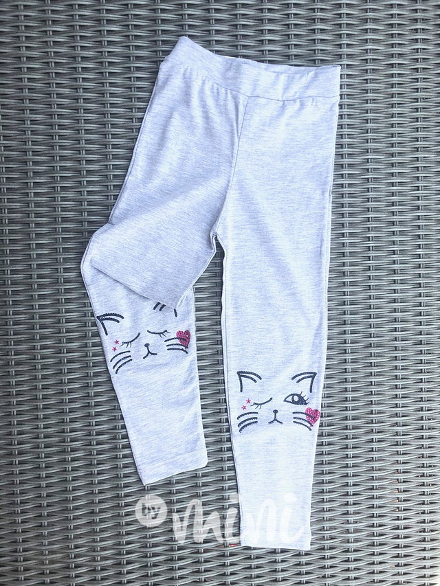 Kočičkové stretch legíny s kamínky šedé