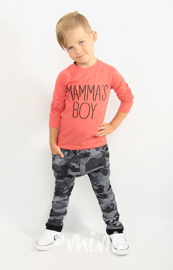 Mamma's boy komplet grapefruit - chlapecké triko+chlapecké army baggy
