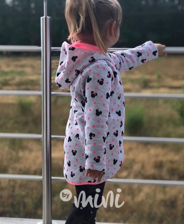 Neon/Grey zateplená dívčí mikina Minnie