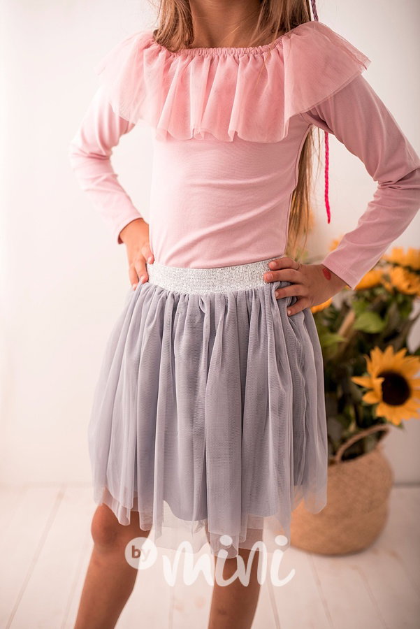 Grey silver tylová tutu sukně