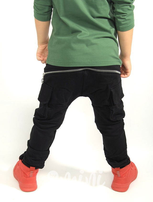 Černé bavlněné chlapecké baggy kapsáče na zip  By MINI