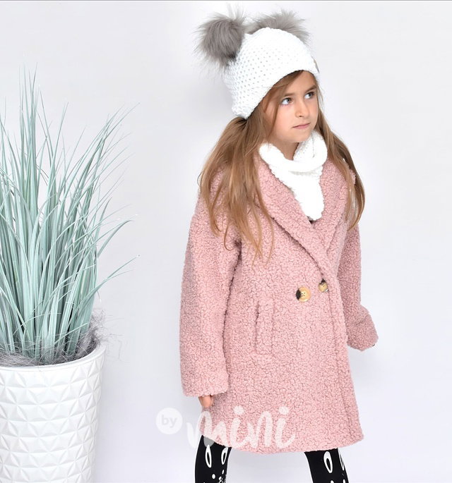 Pompon duo dívčí čepka s nákrčníkem - white
