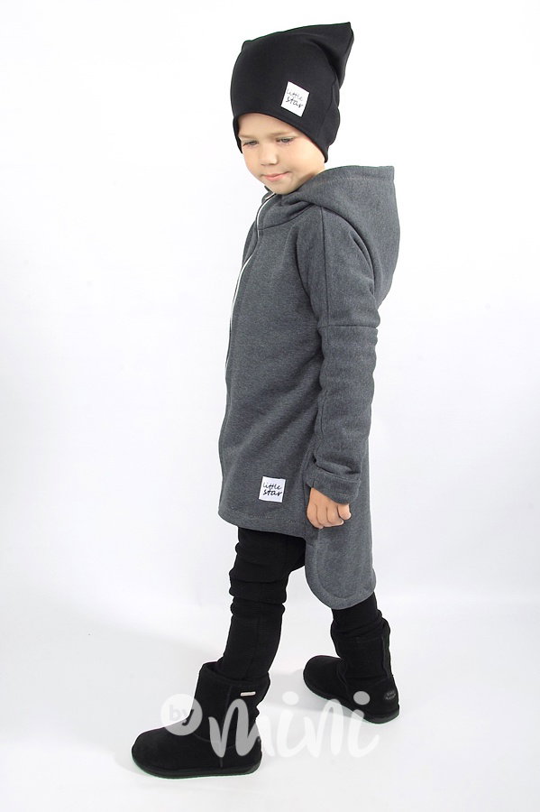 Extra dlouhý designový kabát dark grey