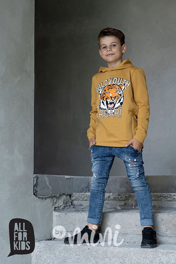 Mustard tiger mikina se zipy