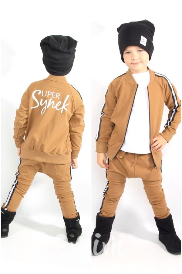 Super synek lampas set karamel - mikina + baggy