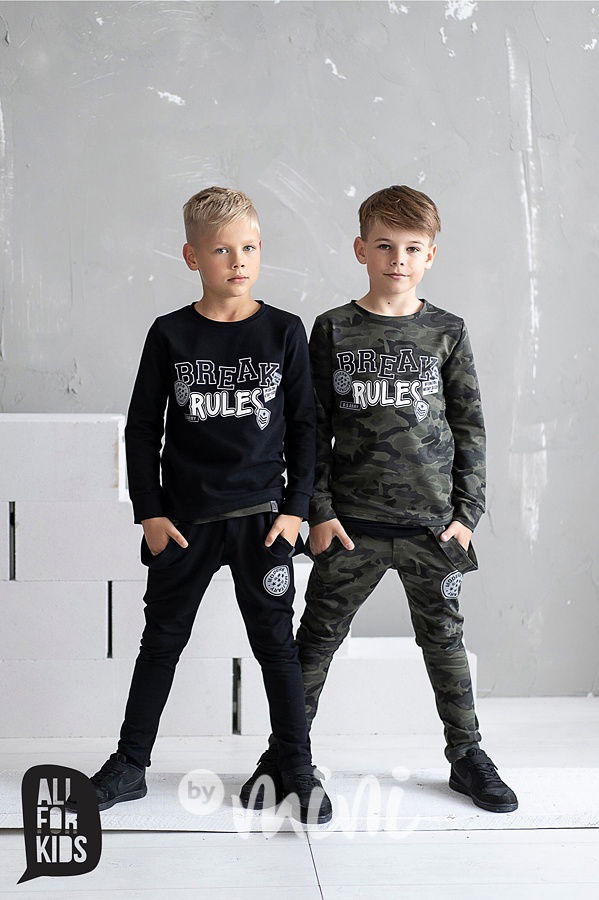 Break rules chlapecká černá mikina s laclem