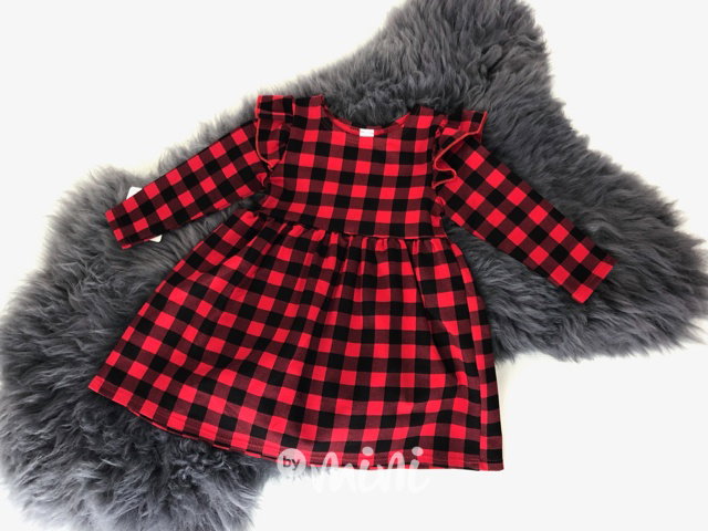 Sváteční kostkované karo dívčí šaty