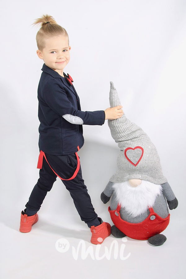 Navy & red chlapecký set -  sako a kalhoty