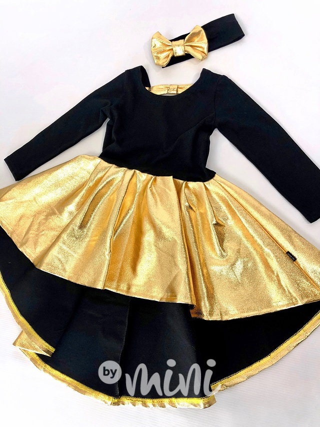 Gold ballerina šaty s čelenkou - černé