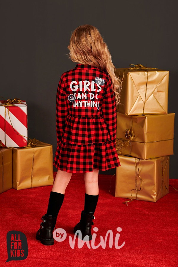 Red karo street style dress
