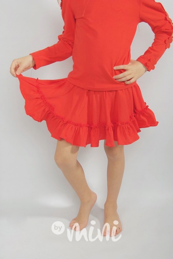 Červená maxi točivá sukně