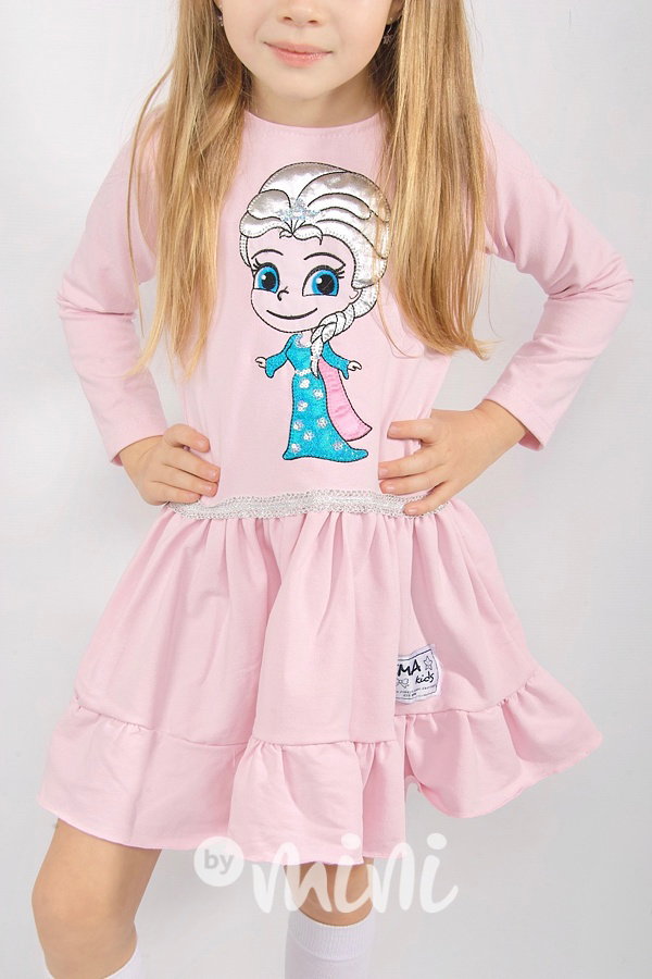 Frozen Elsa volánkové šaty - růžové