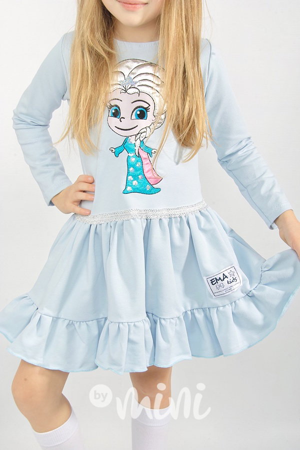 Frozen Elsa volánkové šaty - ice blue