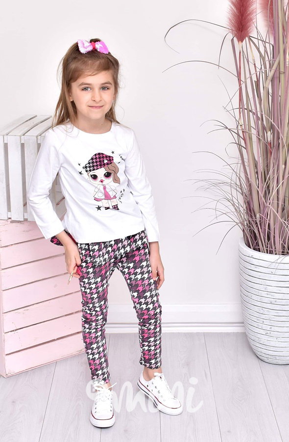 Karo school girl pink - blůzka + sukňolegíny