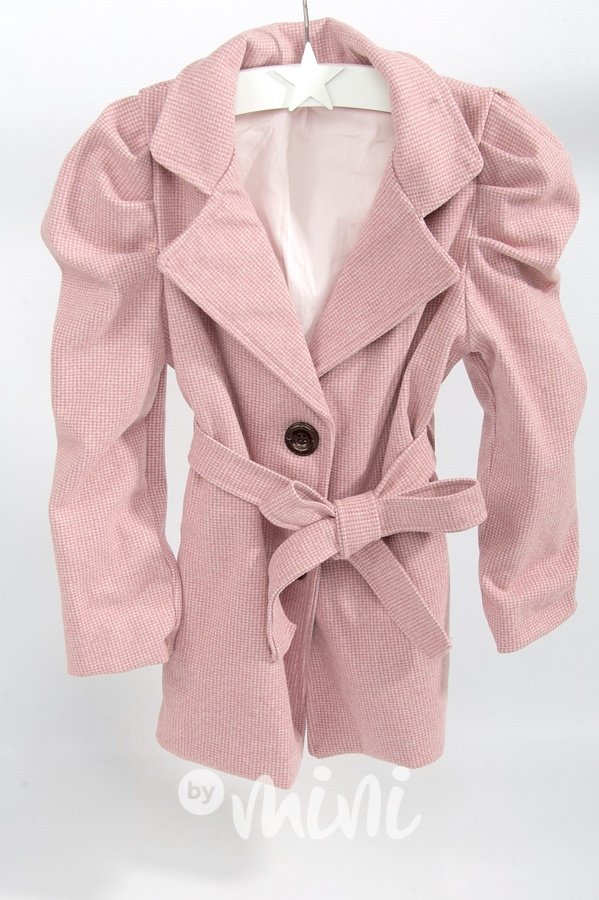 Růžový jarní dívčí kabát
