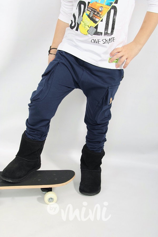 Zateplené baggy kapsáče zip deep blue