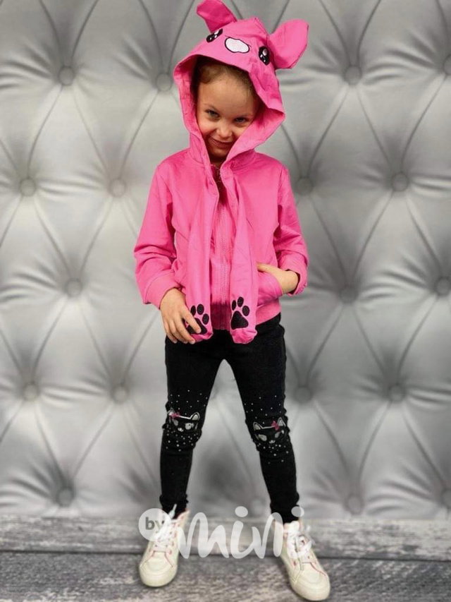 Mikina - pohyblivé uši - dark pink
