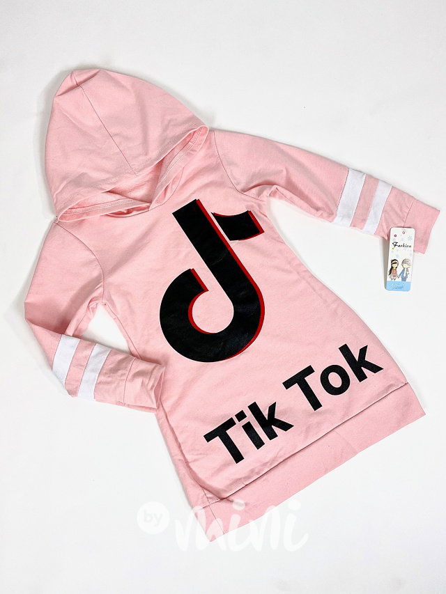 Tik Tok tunika s kapucí - růžová
