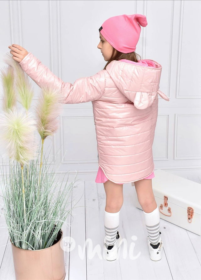 Jarní prošívaná long bunda - pink