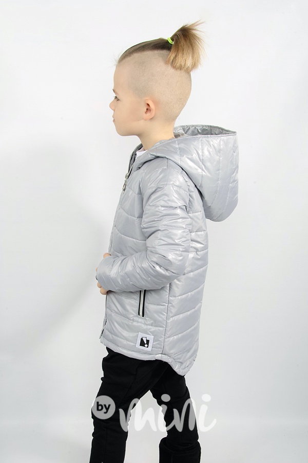 Jarní prošívaná long bunda - silvergrey