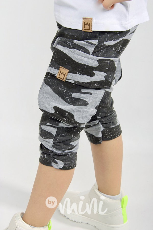 Grey army shorts chlapecké baggy kapsáče