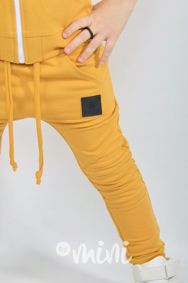 Biker slim baggy s prošitím - mustard