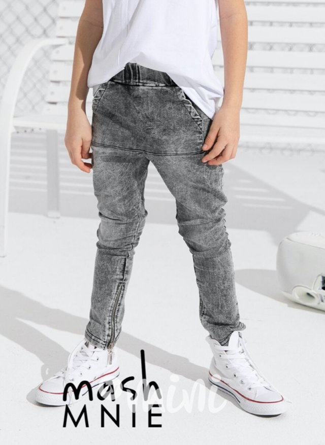 Soft baggy jeans se zipy ice black *Premium*