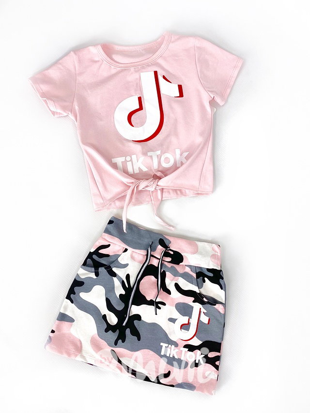 Tik Tok letní set se sukní - pink army