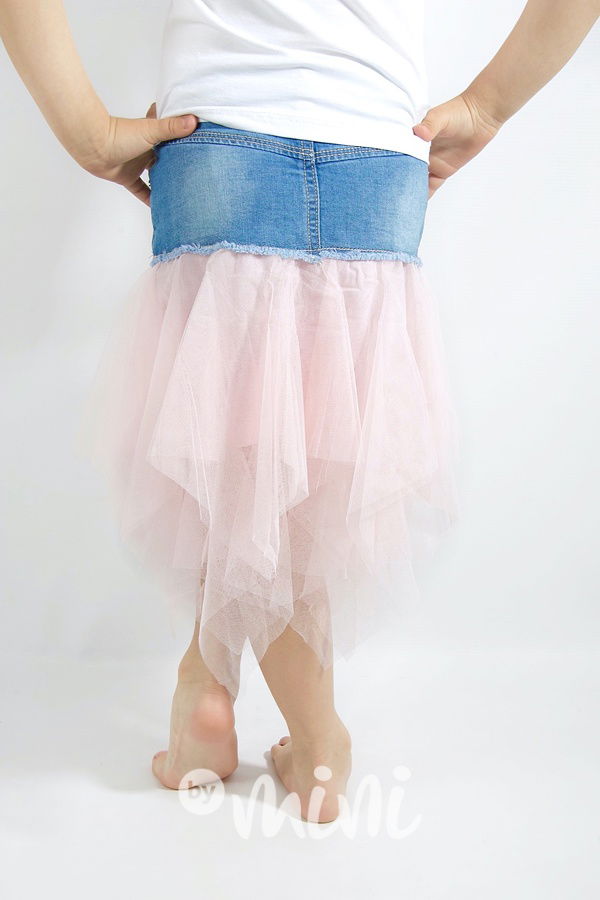Tylová jeans sukně - baby pink